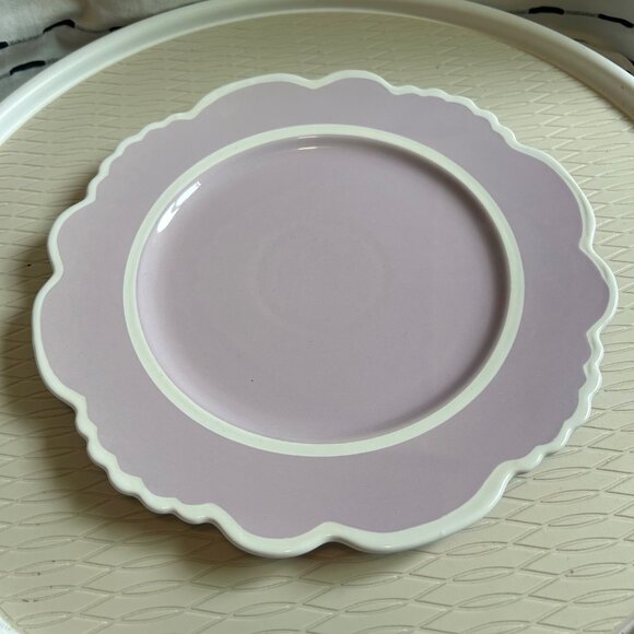 3 Anthropologie Lyla Stoneware Dinner Plates Purple Lavender Floral Edge 10.75" - Picture 4 of 10